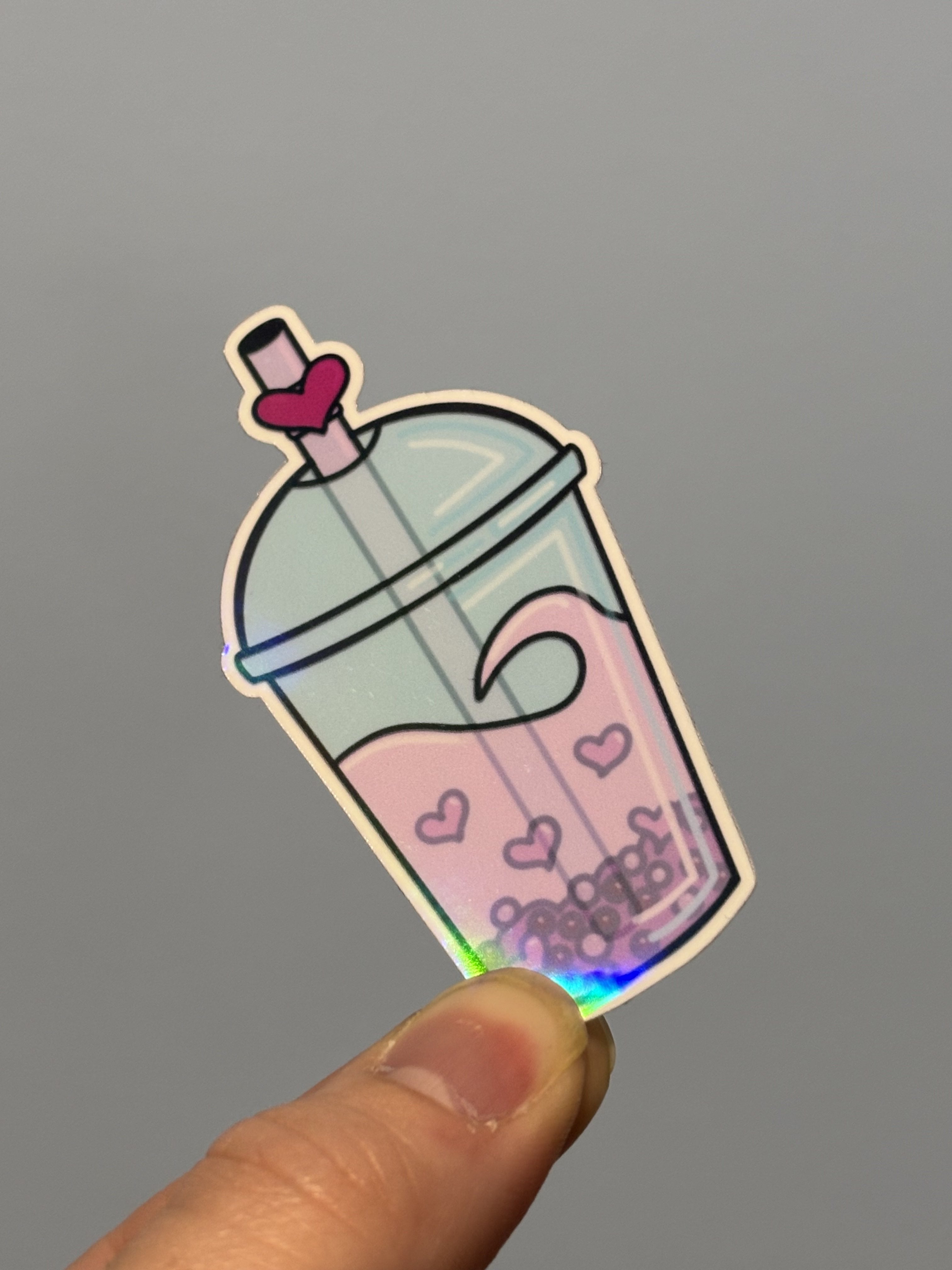 Cute Boba Iridescent Die Cut Sticker image 0