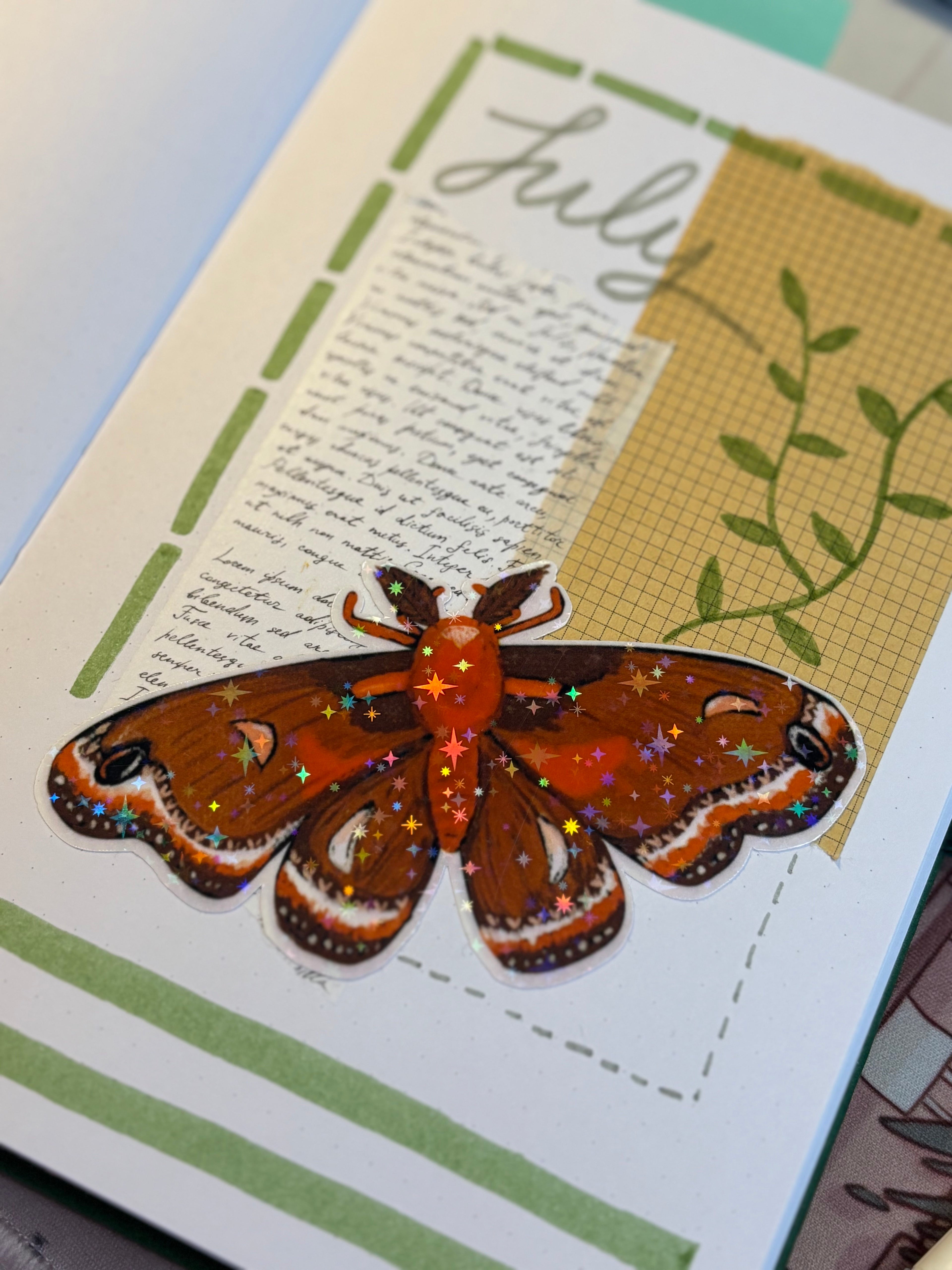 Crecopia Moth Large Iridescent Die Cut Sticker image 1