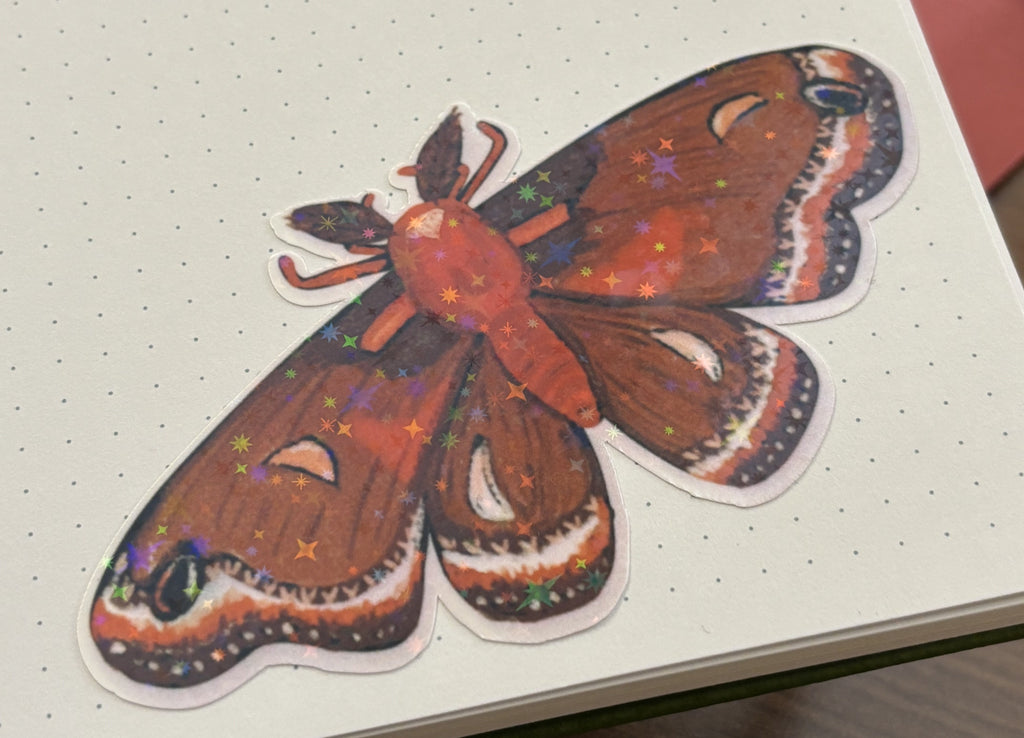 Crecopia Moth Large Iridescent Die Cut Sticker image 0