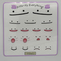 A sticker sheet of a collection of different ditto pokemon expressions. Transparent stickers. Hand drawn. No A.I.