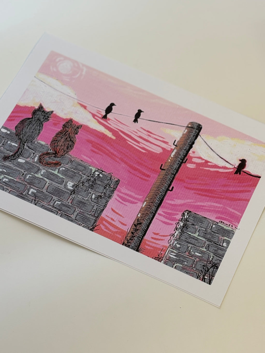 'Sunset Cat' A4 Art Print