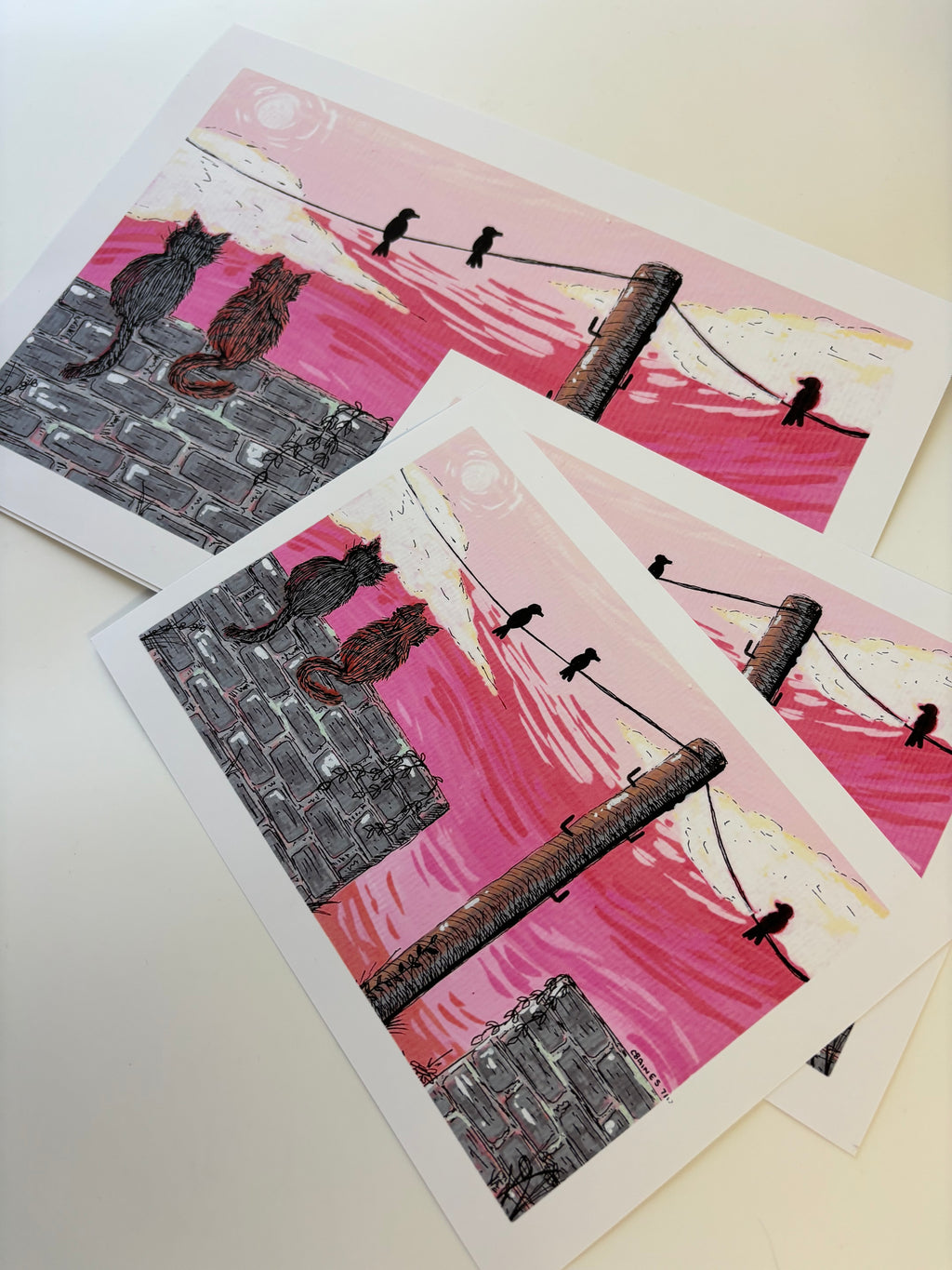 'Sunset Cat' A4 Art Print