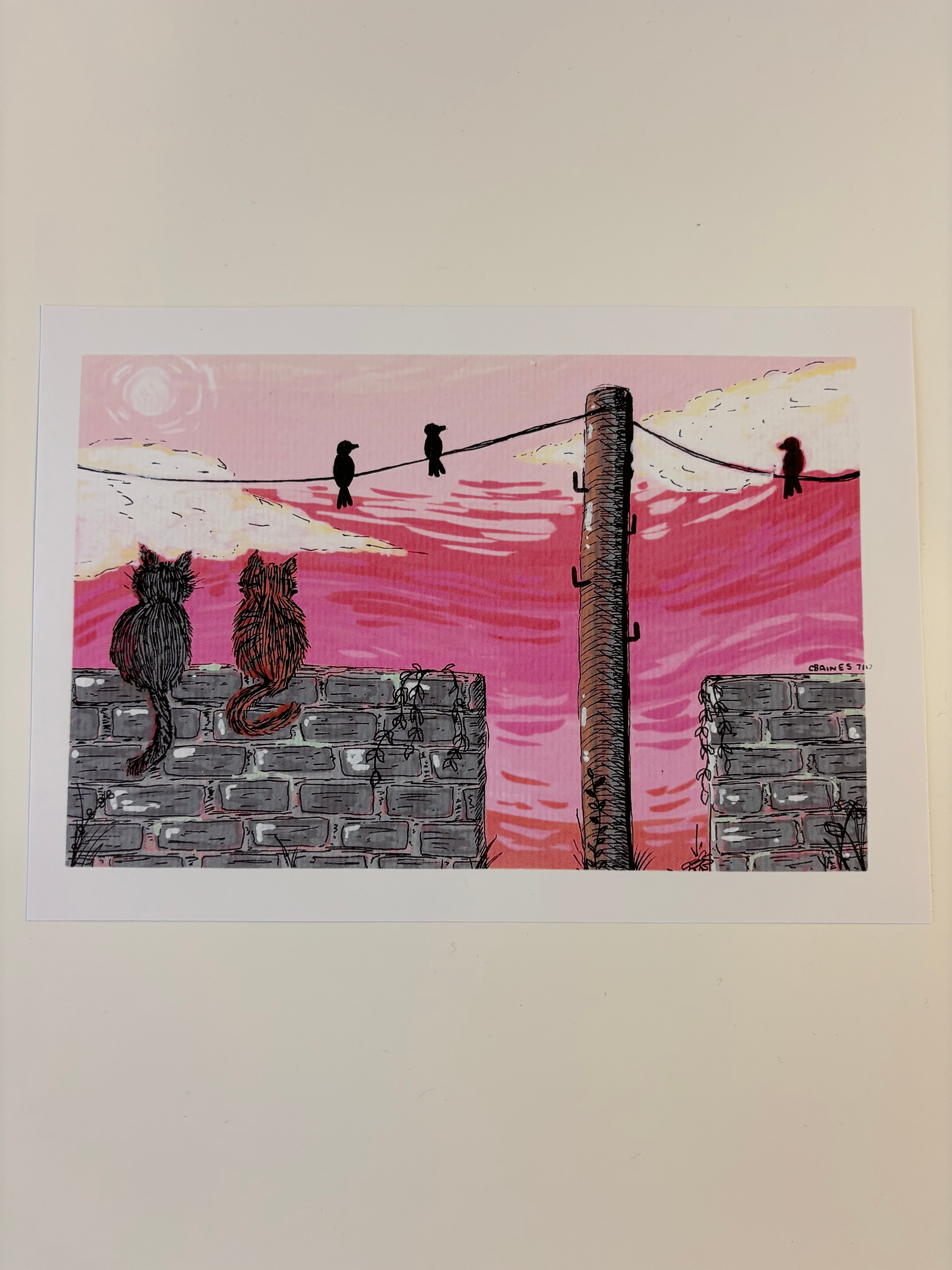 'Sunset Cat' A5 Art Print