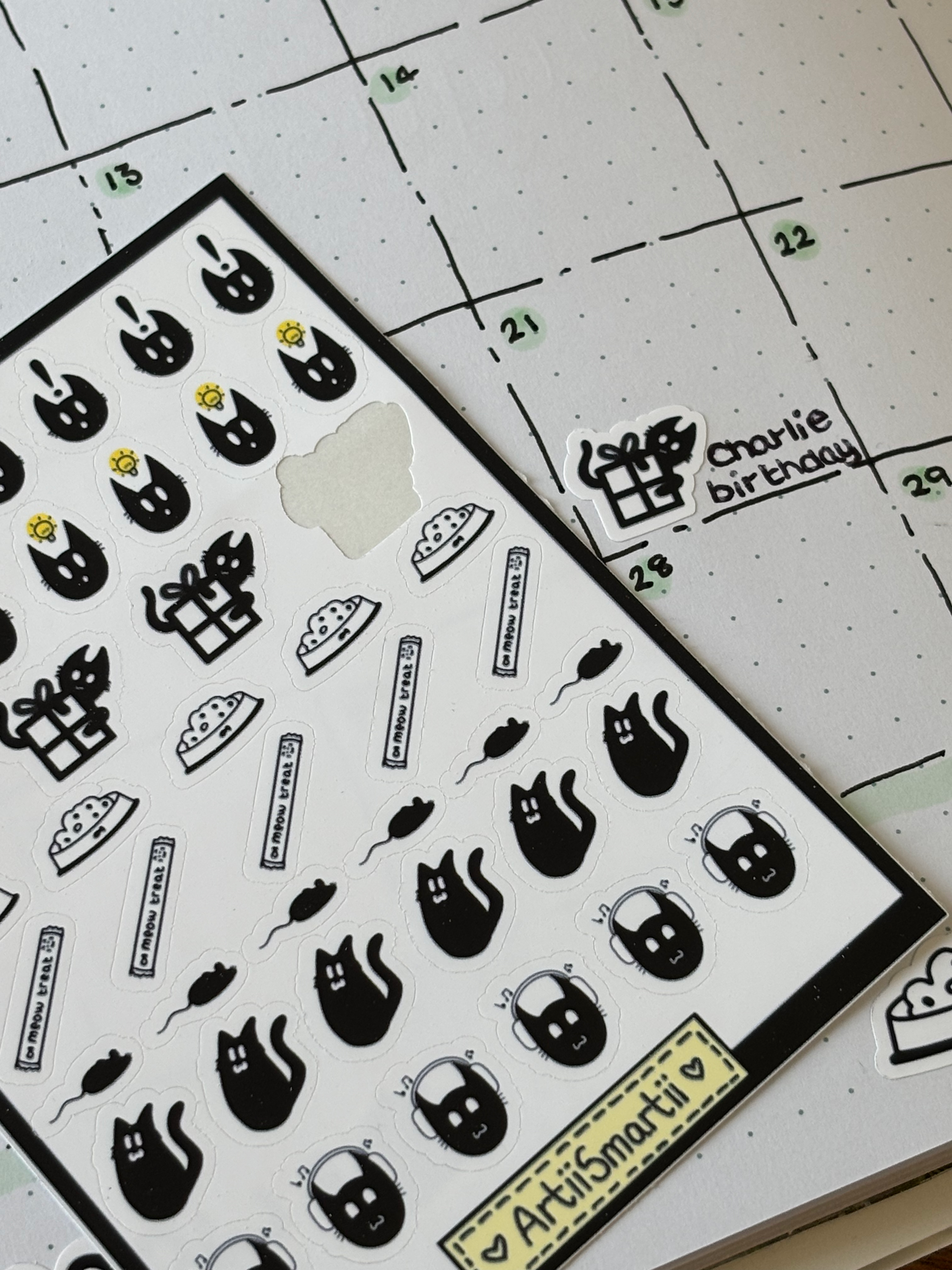 Black Cat Journal Icons Mini Sticker Sheet image 1