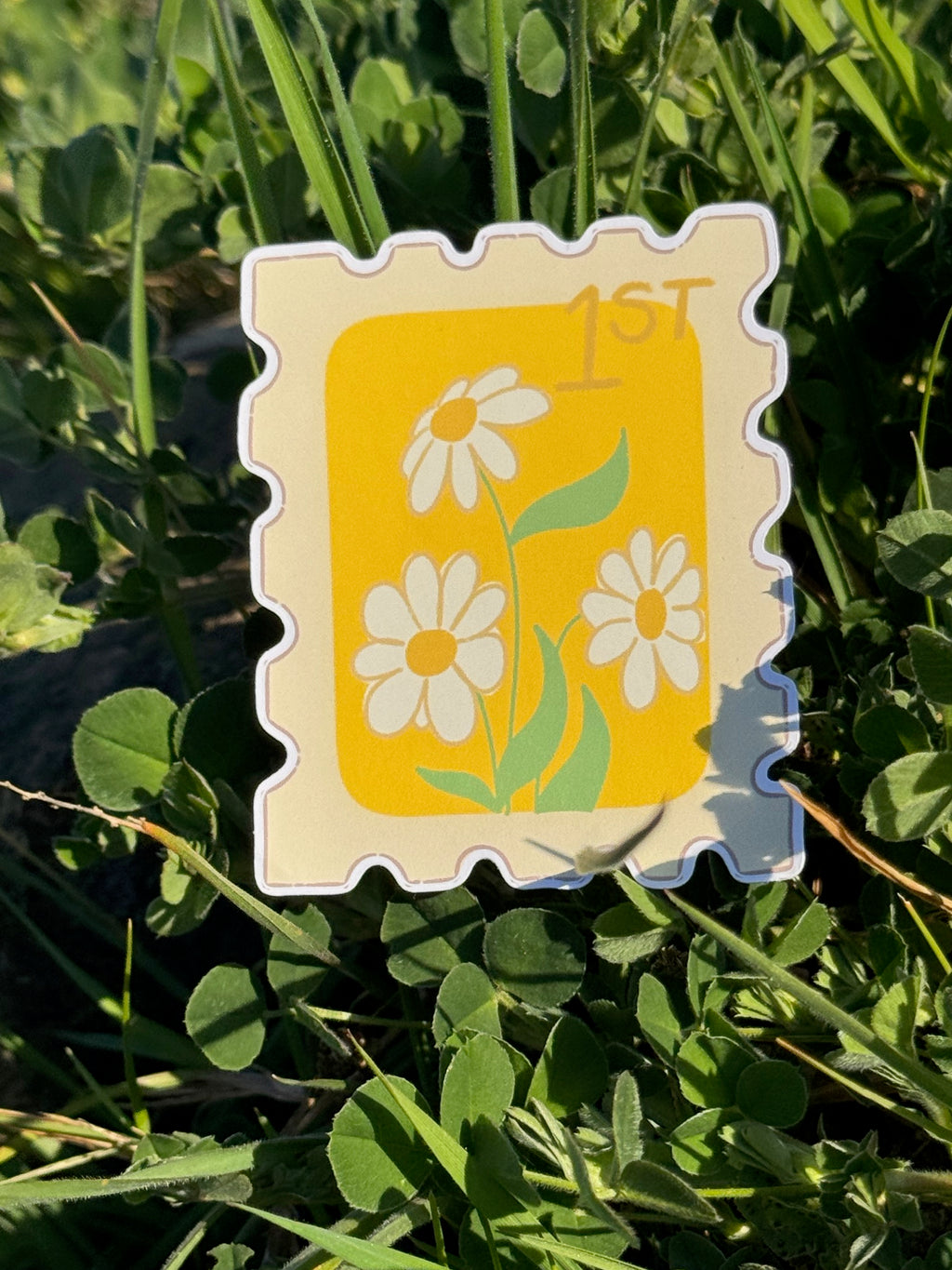 Daisy Postal Stamp Matte Die Cut Sticker