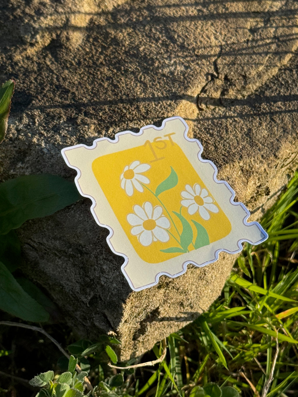 Daisy Postal Stamp Matte Die Cut Sticker