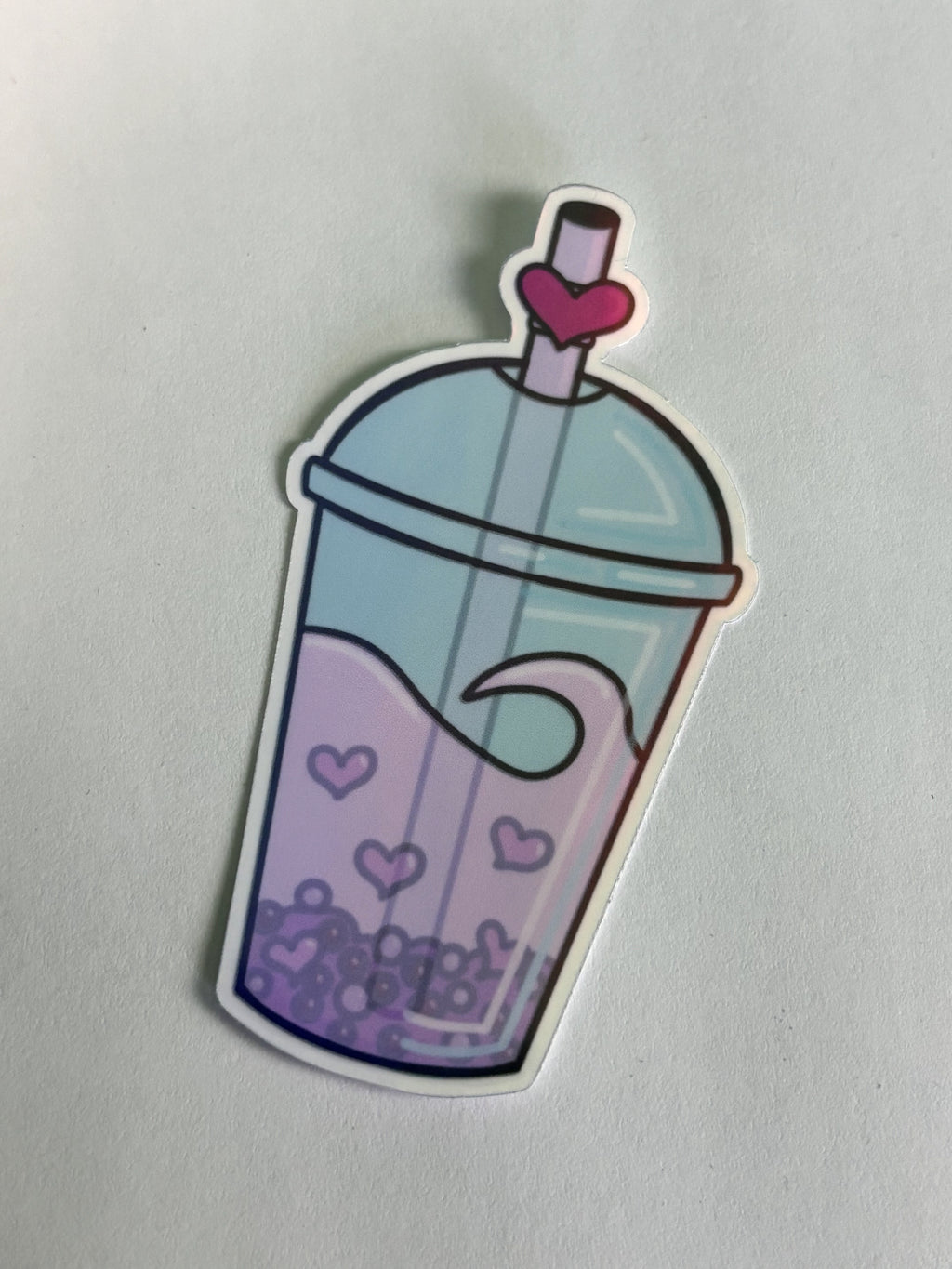 Cute Boba Iridescent Die Cut Sticker image 1