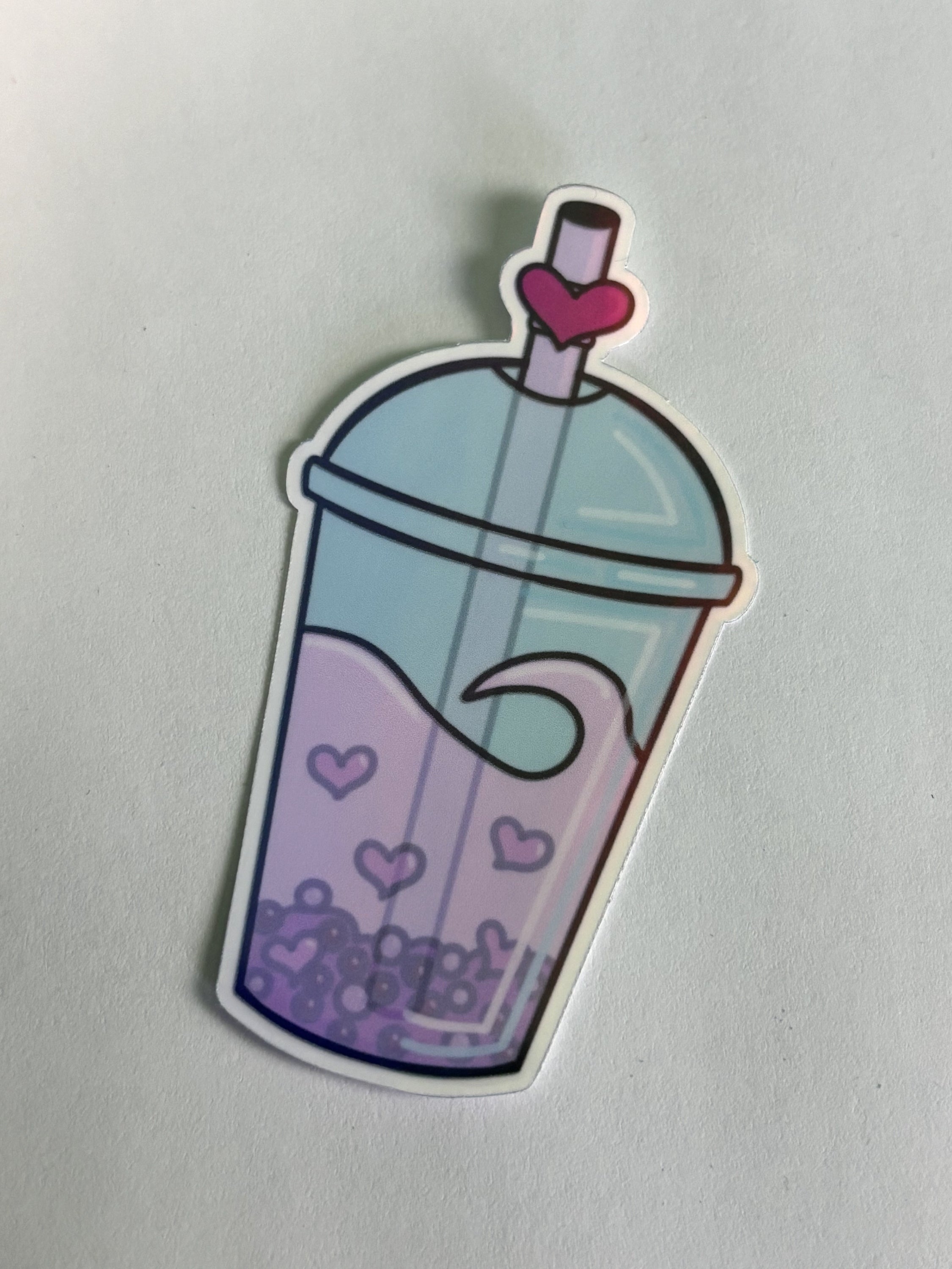 Cute Boba Iridescent Die Cut Sticker image 1