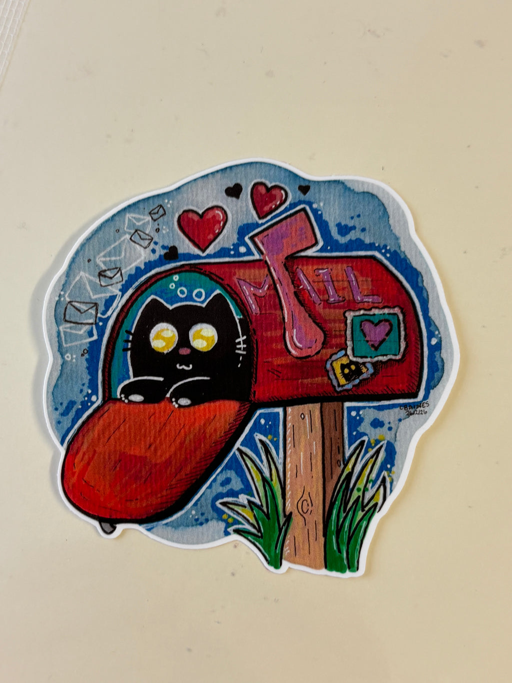 Happy Kitty Mail Gloss Vinyl Sticker