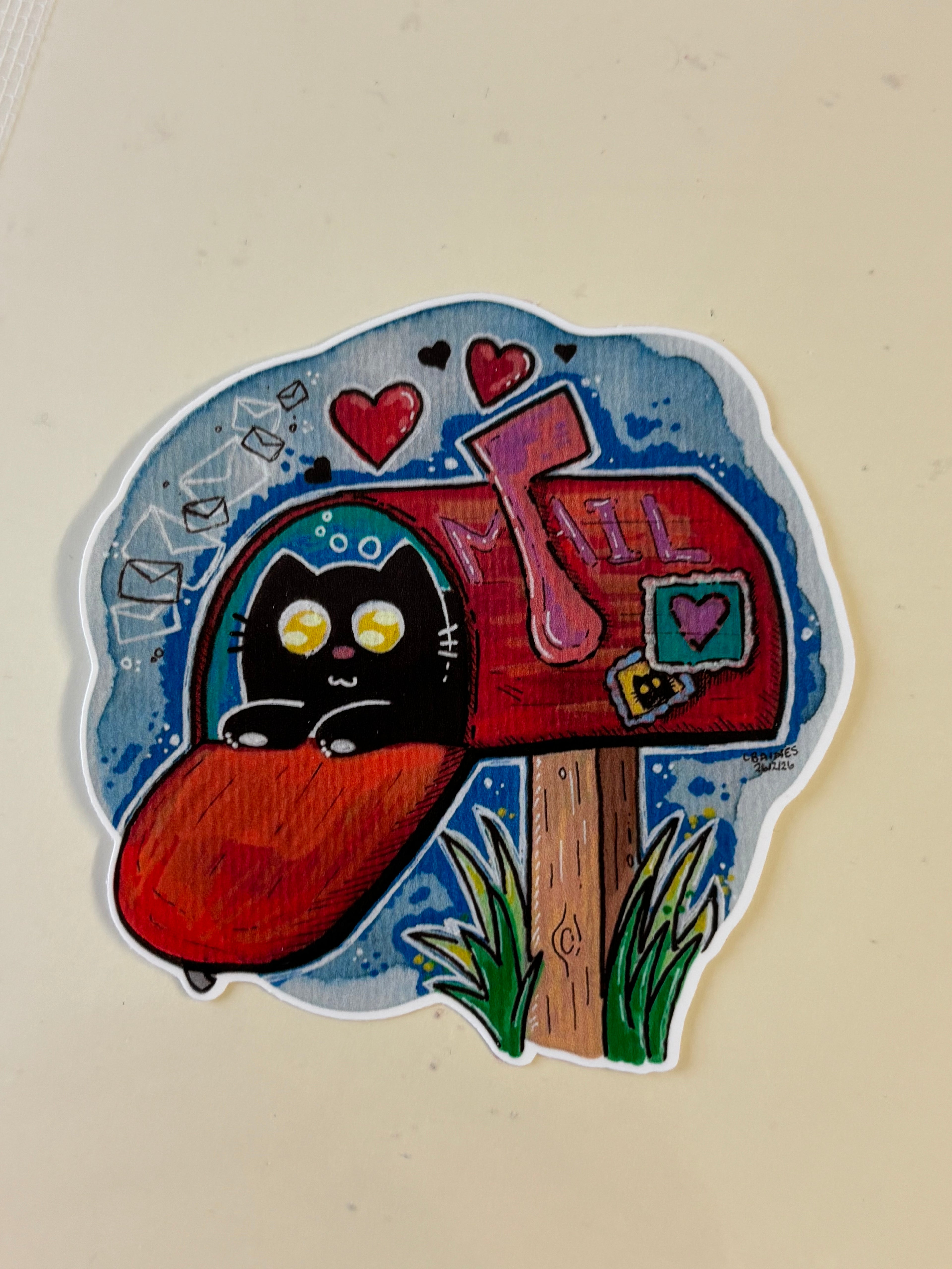 Happy Kitty Mail Gloss Vinyl Sticker