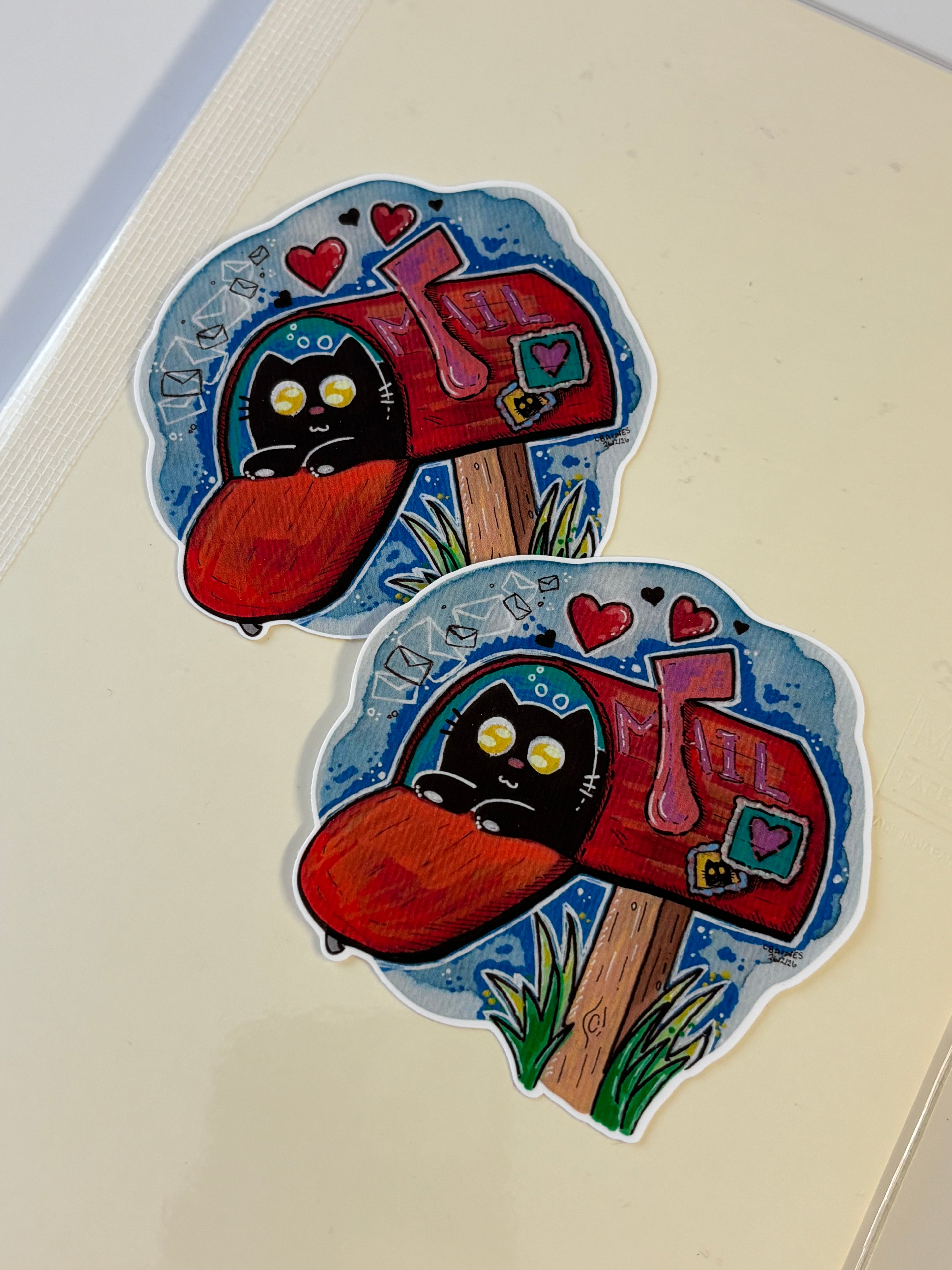 Happy Kitty Mail Gloss Vinyl Sticker