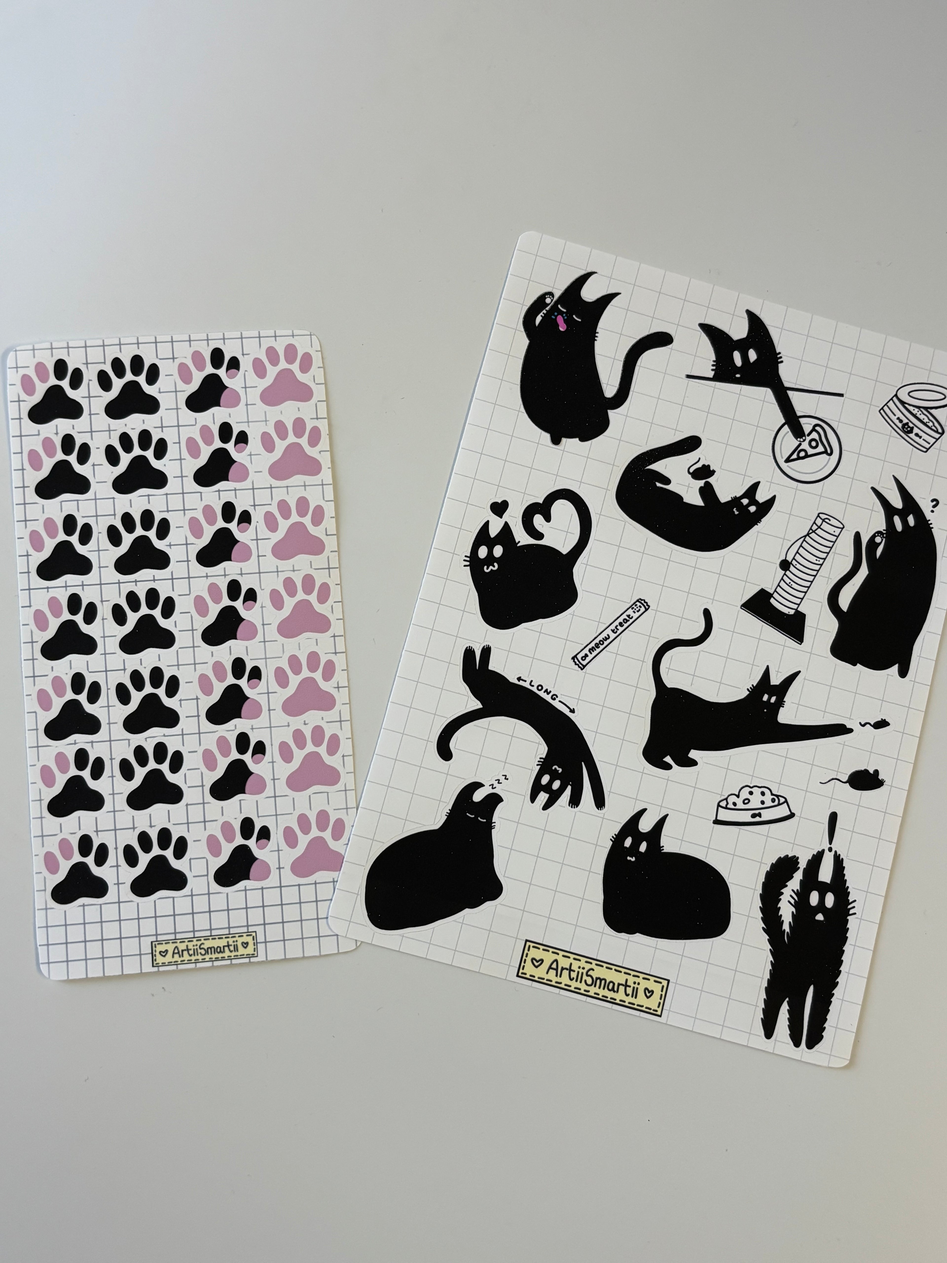 Black Cat 'Peppy' Journalling/Stationery Pack (Sticker, Memo, Washi and Die Cut Set 6pc)