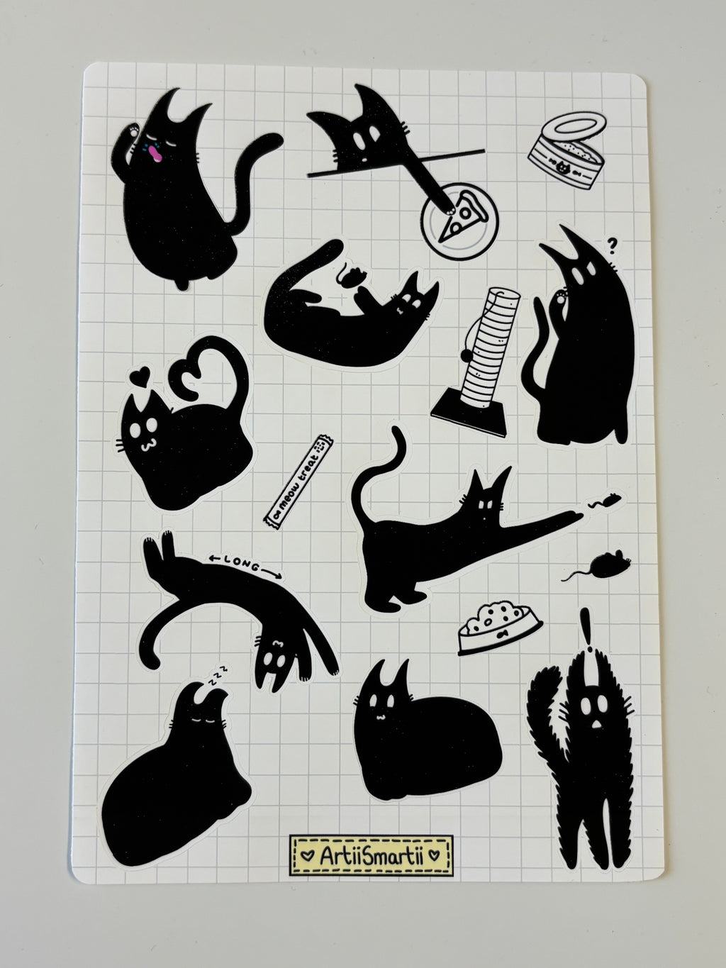 Black Cat 'Peppy' Journalling/Stationery Pack (Sticker, Memo, Washi and Die Cut Set 6pc)