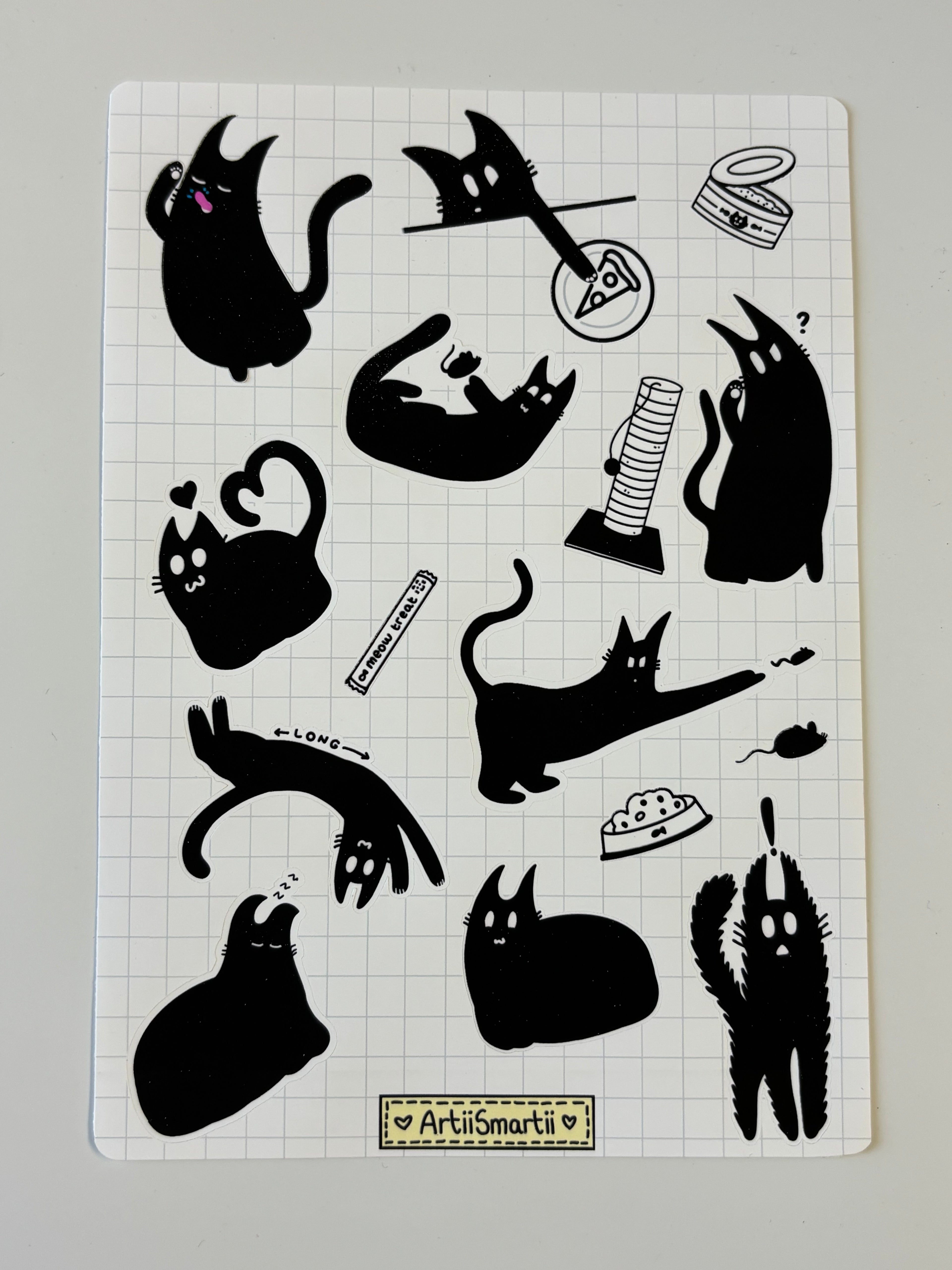Black Cat 'Peppy' Journalling/Stationery Pack (Sticker, Memo, Washi and Die Cut Set 6pc)