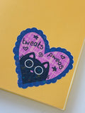 'Tweats Pweas :3' Black Cat Holographic Viynl Sticker